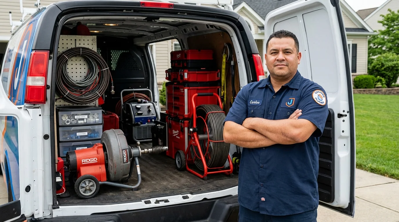 Professional drain cleaning equipment and Johns Plumbing LLC plumber in Baldwyn