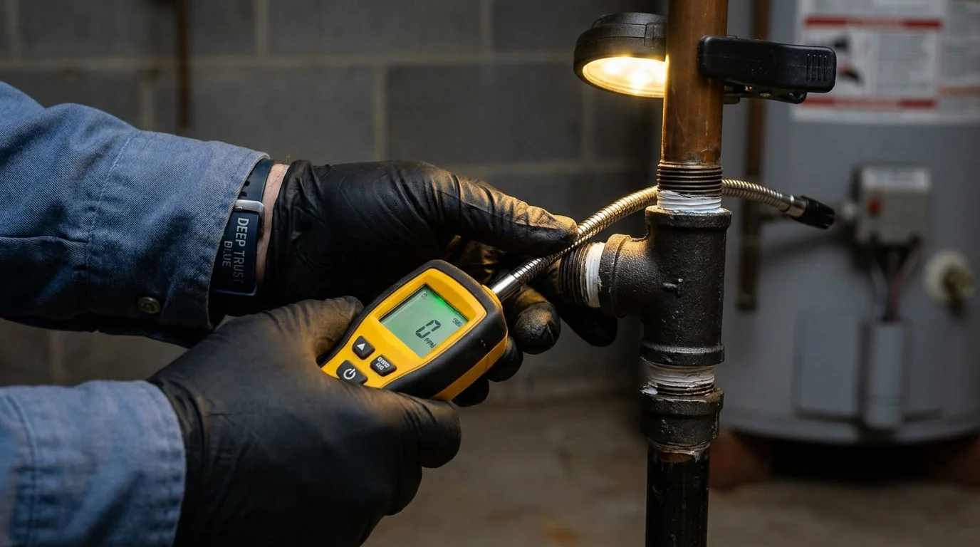 Gas leak detection with electronic sniffer by Johns Plumbing LLC in Baldwyn